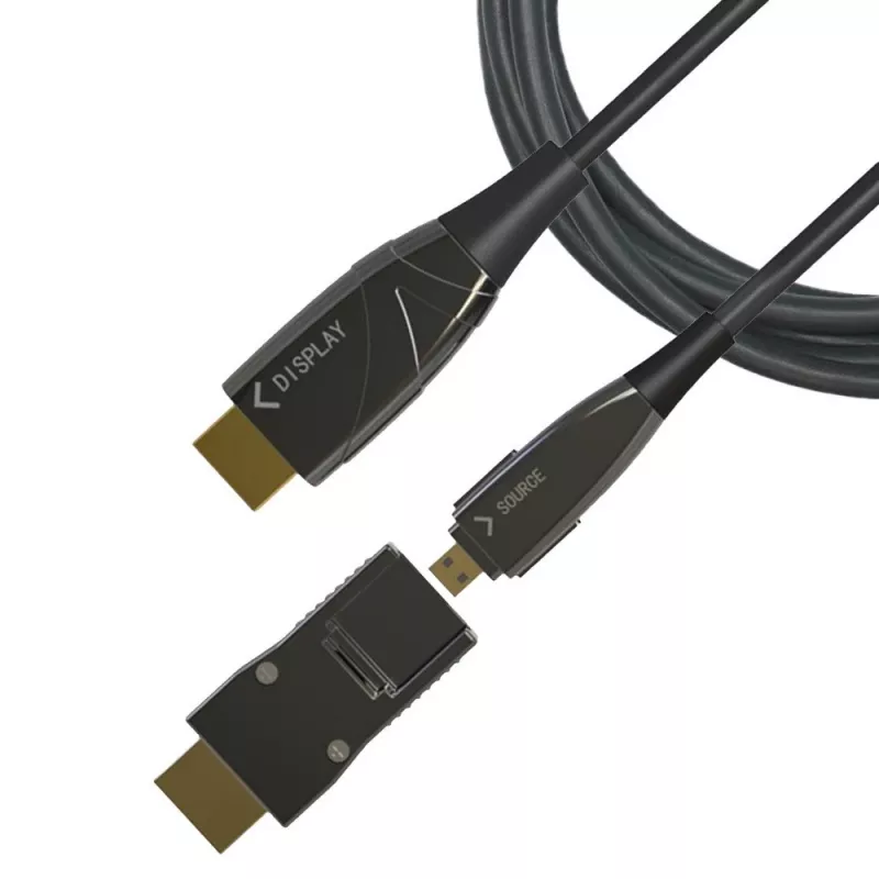Techly HDMI A/A Micro HDMI AOC šviesolaidinis kabelis 4K 10m, 10 m, HDMI A tipo (standartinis), HDMI D tipo (mikro), 3D, 18 Gbit/s, juodas