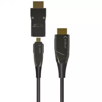 Techly HDMI A/A Micro HDMI AOC šviesolaidinis kabelis 4K 10m, 10 m, HDMI A tipo (standartinis), HDMI D tipo (mikro), 3D, 18 Gbit/s, juodas
