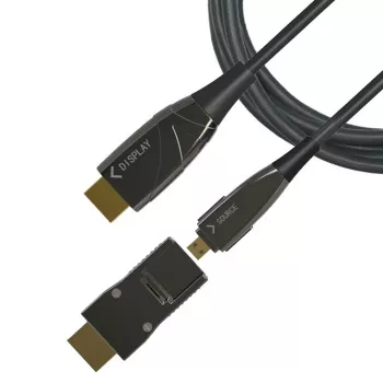 Techly HDMI A/A Micro HDMI AOC šviesolaidinis kabelis 4K 20m, 20 m, HDMI A tipo (standartinis), HDMI D tipo (Micro), 3D, 18 Gbit/s, juodas