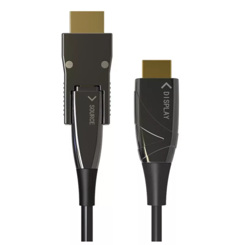 Techly HDMI A/A Micro HDMI AOC šviesolaidinis kabelis 4K 20m, 20 m, HDMI A tipo (standartinis), HDMI D tipo (Micro), 3D, 18 Gbit/s, juodas