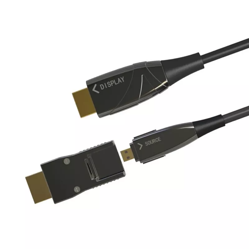 Techly HDMI A/A Micro HDMI AOC šviesolaidinis kabelis 4K 50 m, 50 m, HDMI A tipo (standartinis), HDMI D tipo (Micro), 3D, 18 Gbit/s, juoda