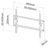 Techly Fixed Wall Bracket LED TV LCD 40-65 col., 165,1 cm (65 inch), 200 x 200 mm, 600 x 400 mm, -12 - 0°, Metalas, Juoda