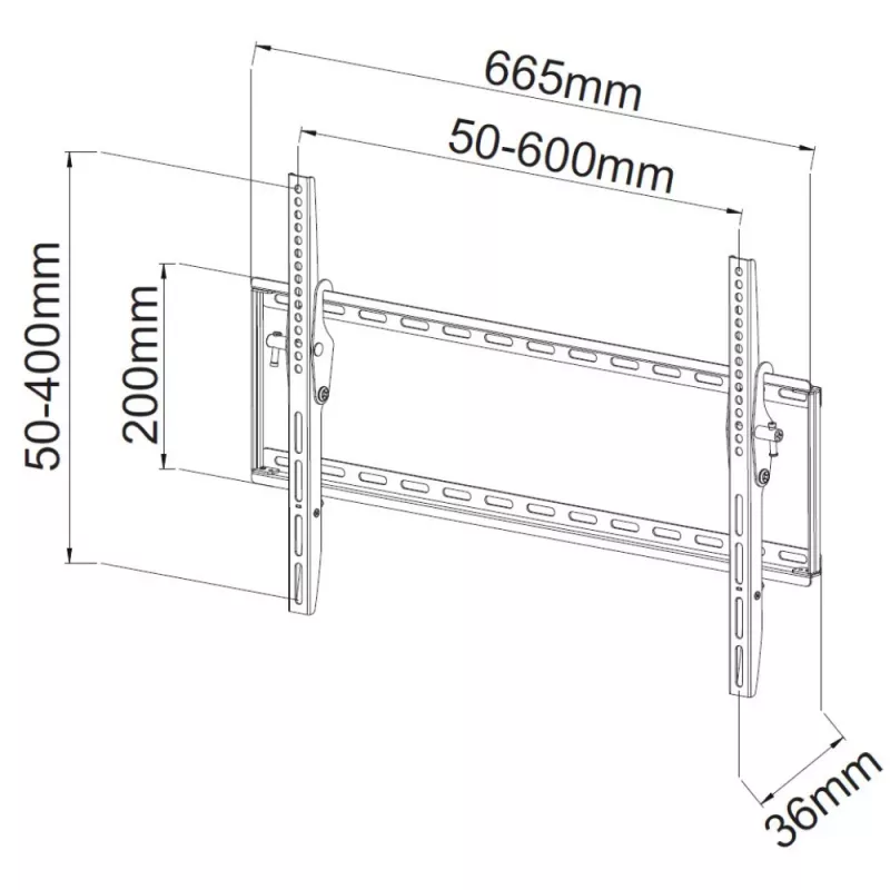 Techly Fixed Wall Bracket LED TV LCD 40-65 col., 165,1 cm (65 inch), 200 x 200 mm, 600 x 400 mm, -12 - 0°, Metalas, Juoda