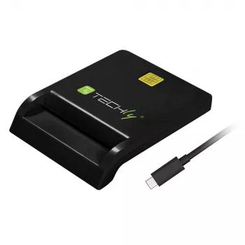 Techly kompaktiška išmaniųjų kortelių skaitytuvas/rašytuvas USB-C™ balta, USB 2.0, 1,5 m, juoda, 102 g