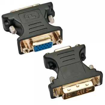 Techly DVI vyriškas/VGA moteriškas analoginis vaizdo adapteris juodas, DVI-A, VGA, juoda