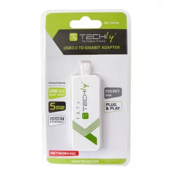Techly IDATA USB-ETGIGA-3A tinklo plokštė Ethernet 5000 Mbit/s