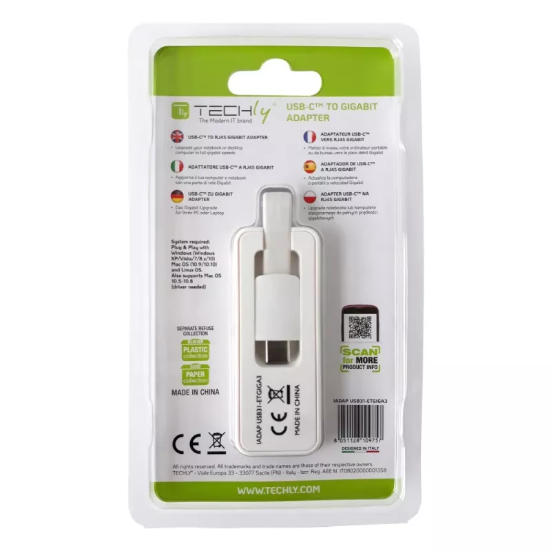 Techly IADAP USB31-ETGIGA3 tinklo plokštė Ethernet 5000 Mbit/s