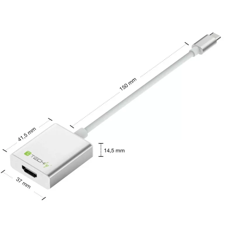 Techly keitiklio kabelio adapteris USB 3.1 Type C į HDMI 1.4, 3.2 Gen 2 (3.1 Gen 2), USB Type-C, HDMI išvestis