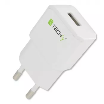 Techly itališko kištuko adapteris su 1 USB prievadu 5 V / 2,1 A baltas IPW-USB-21EC