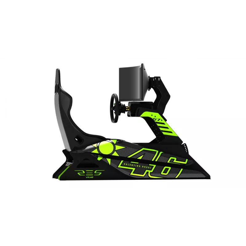 Res-Tech GT COCKPIT VR-46 LIMITED EDITION, Lenktynių simuliatoriaus kabina, Juoda, Žalia, Akrilonitrilo butadieno stirenas (ABS), Aliuminis, 1580 mm, 650 mm, 52 kg