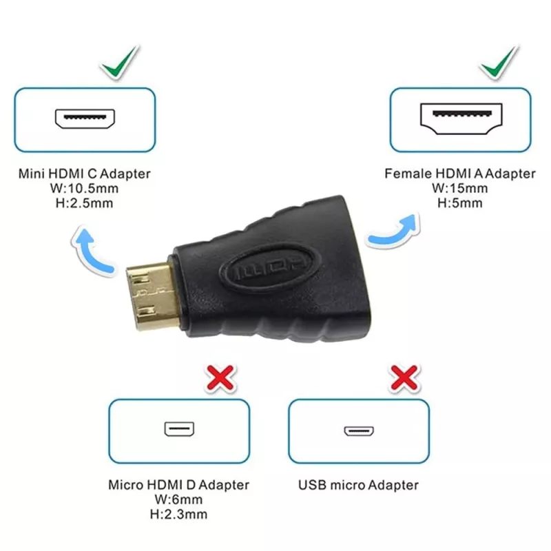 Techly HDMI į Mini HDMI C tipo F/M adapteris IADAP HDMI-MC, Mini HDMI, HDMI, Juoda