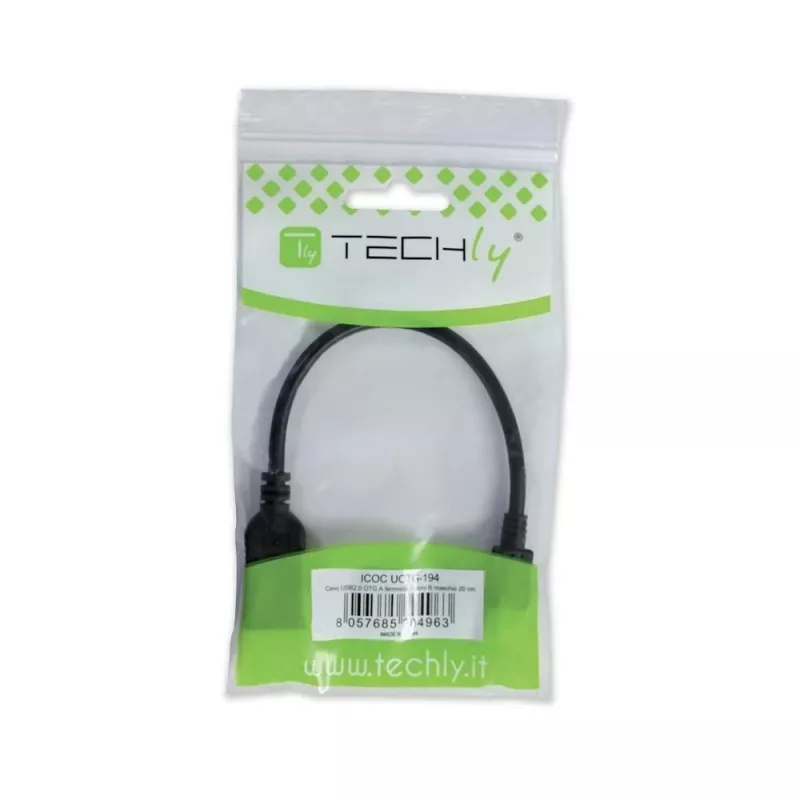Techly USB2.0 OTG kabelis A lizdas / Micro B kištukas 0,2 m ICOC UOTG-194