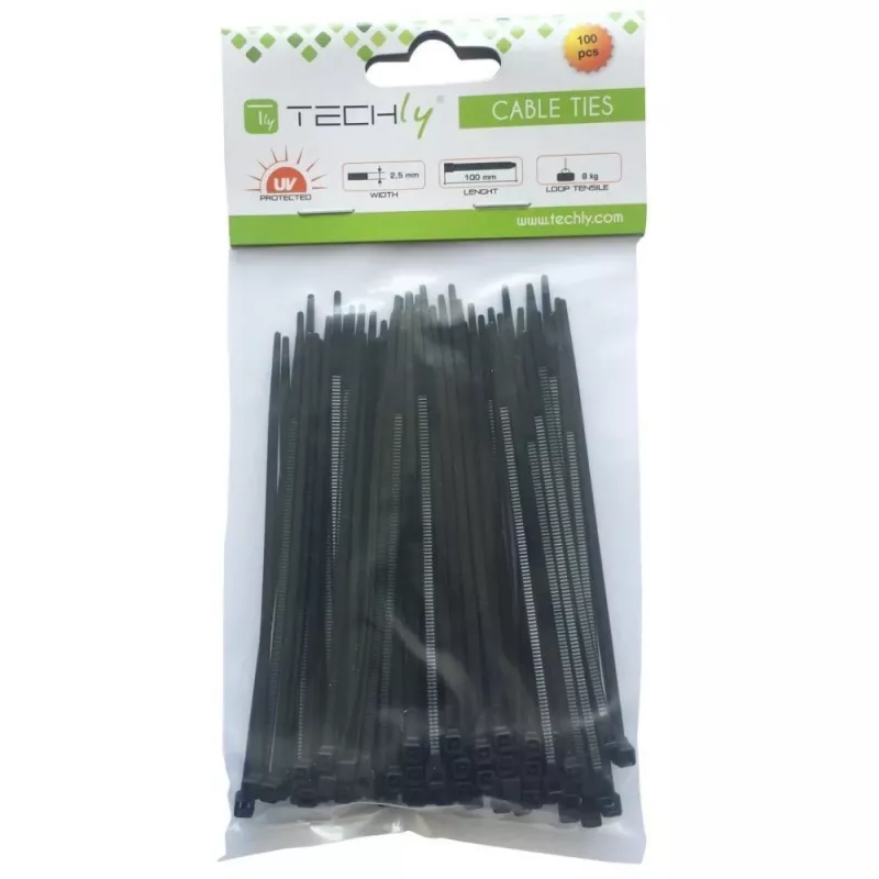 Techly kabelių raištis nailoninis juosta 280x4,8 mm 100 vnt. juoda ISWT-28048-BK