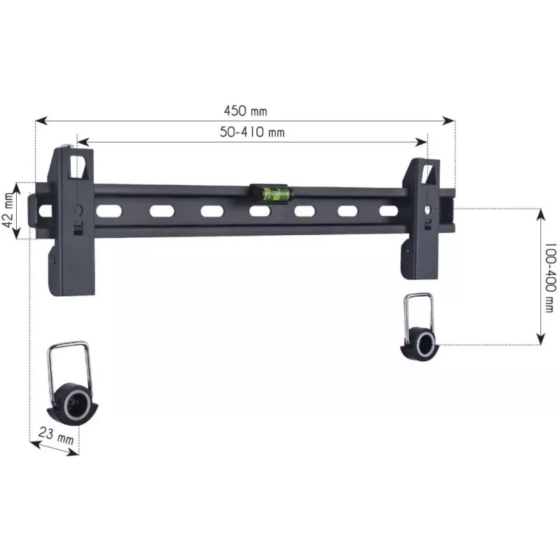 Techly 23-55 plonas sieninis fiksuotas laikiklis LED televizoriui, LCD, juodas ICA-PLB 139M