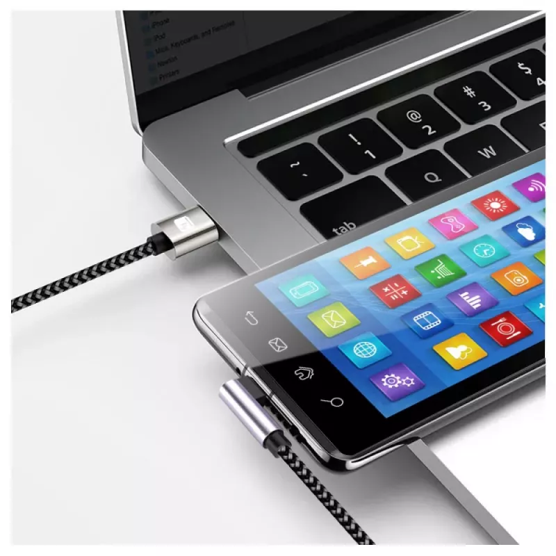 Techly ICOC MU2AC9-020-AL USB laidas USB 2.0 2 m USB A USB C Pilka, Juoda