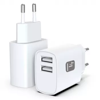 Techly IPW-USB-12W2A mobiliojo įrenginio įkroviklis Ausinės, Nešiojamasis garsiakalbis, Išorinė baterija, Išmanusis telefonas, Planšetinis kompiuteris Balta Kintamoji srovė Vidaus