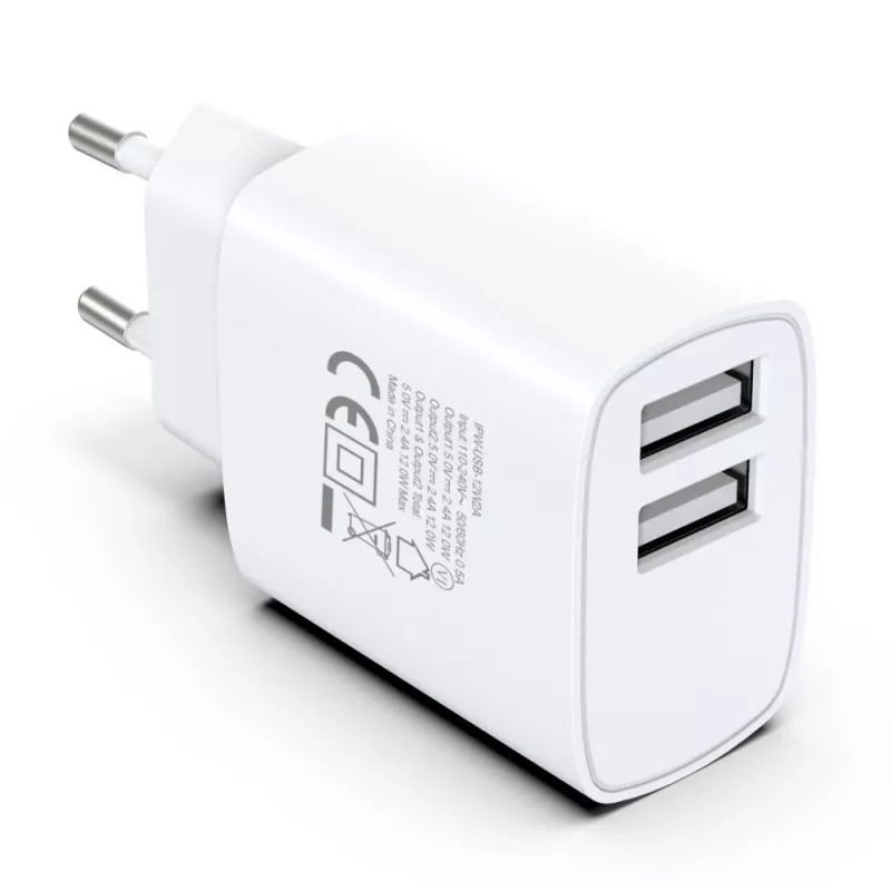 Techly IPW-USB-12W2A mobiliojo įrenginio įkroviklis Ausinės, Nešiojamasis garsiakalbis, Išorinė baterija, Išmanusis telefonas, Planšetinis kompiuteris Balta Kintamoji srovė Vidaus