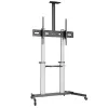 Techly Floor Stand Trolley LCD/LED/Plasma TV 60-100 inch, 2.54 m (100 inch), 200 x 200 mm, 1000 x 600 mm, -10 - 5°, Aliuminis, Sidabrinis
