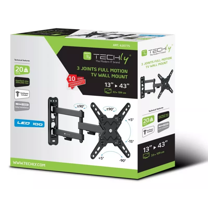 Techly ICA-LCD 423 TV laikiklis/stovas 106,7 cm (42 colių) Juodas