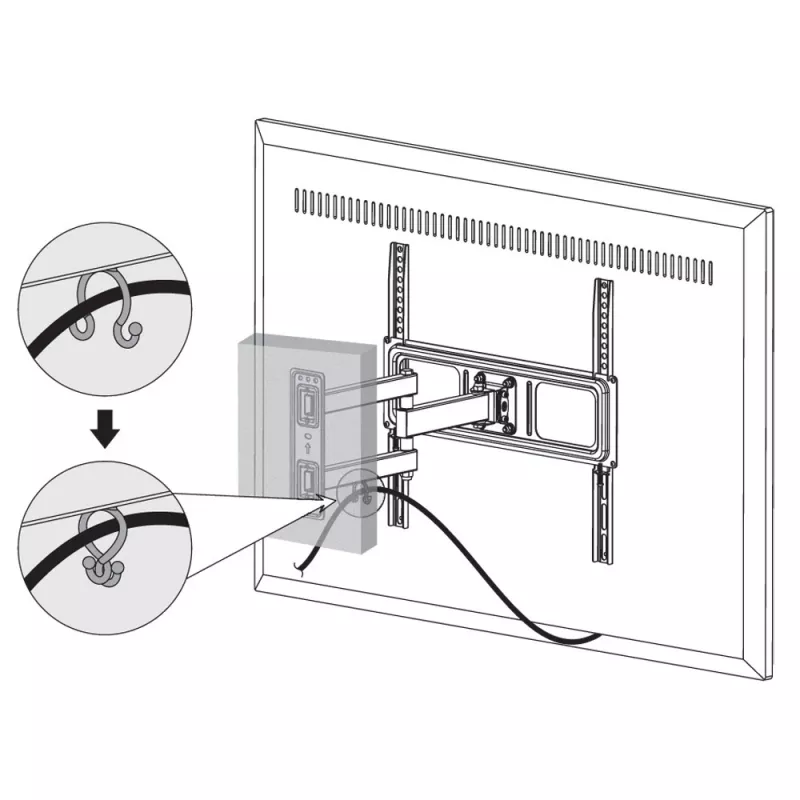 Techly 32-55 col. pilno judesio LED LCD televizoriaus sieninis laikiklis, 400 x 400 mm, -15 - 10°, 10 - 90°, 180°, plienas, juodas