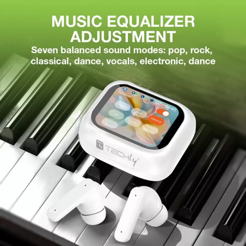 Techly ICC SB-BLT08W ausinės / ausinės su mikrofonu True Wireless Stereo (TWS) į ausis įdedamos Skambučiai / muzika Bluetooth Baltos