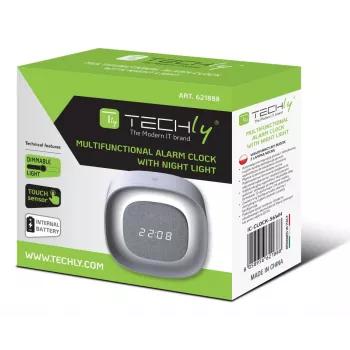 „Techly IC-CLOCK-56WH“ žadintuvas Skaitmeninis žadintuvas Pilka, Balta
