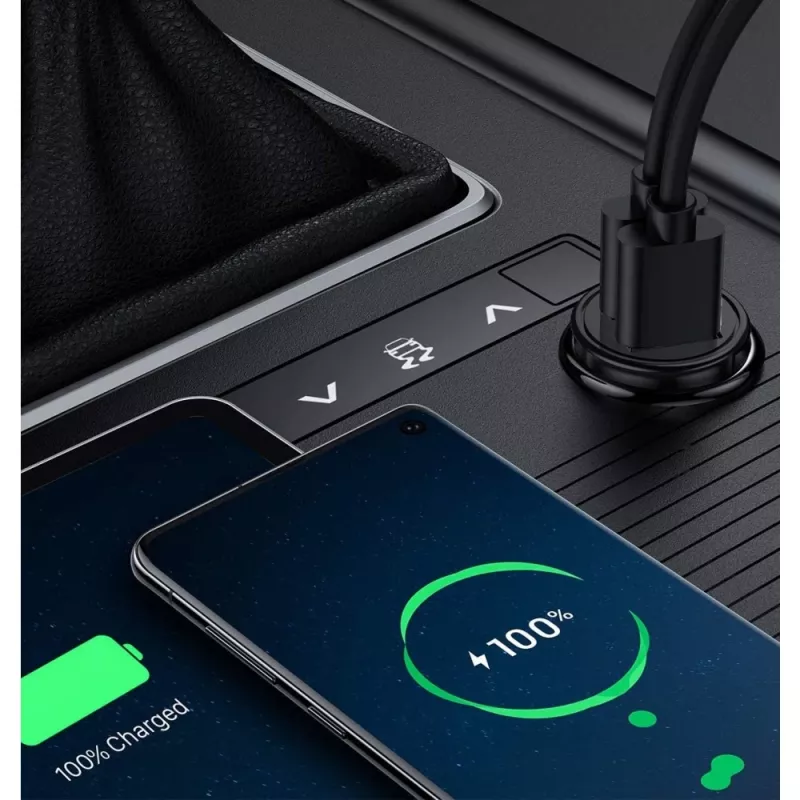 Techly Mini automobilinis įkroviklis 2 prievadų USB-A Quick Charge 3.0 36W juodo metalo