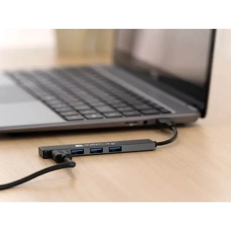Techly IUSB32-HUB4A-4U3SL nešiojamojo kompiuterio dokas / prievadų daugintuvas Laidinis USB 3.2 Gen 1 (3.1 Gen 1) Type-A Pilka