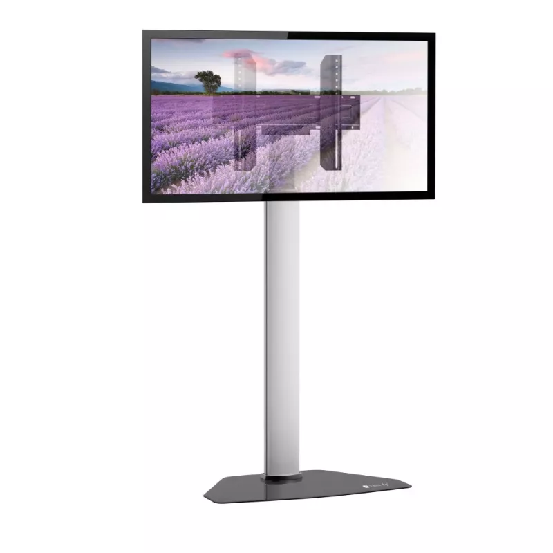 Techly grindų stovas televizoriams nuo 32 colių iki 65 colių, 165,1 cm (65 coliai), 400 x 200 mm, 600 x 400 mm, 90°, aliuminis, juoda, sidabrinė