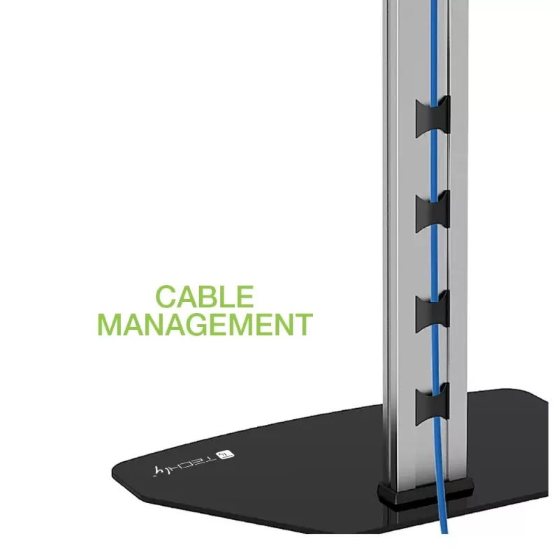 Techly grindų stovas televizoriams nuo 32 colių iki 65 colių, 165,1 cm (65 coliai), 400 x 200 mm, 600 x 400 mm, 90°, aliuminis, juoda, sidabrinė