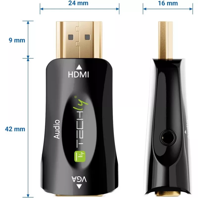 Techly IDATA HDMI-VGA2MABT2 vaizdo signalo keitiklis Pasyvus vaizdo keitiklis 1920 x 1080 pikselių