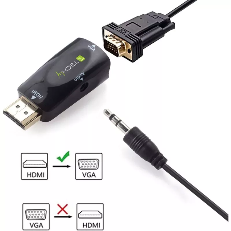 Techly IDATA HDMI-VGA2MABT2 vaizdo signalo keitiklis Pasyvus vaizdo keitiklis 1920 x 1080 pikselių