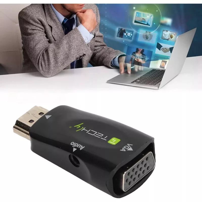 Techly IDATA HDMI-VGA2MABT2 vaizdo signalo keitiklis Pasyvus vaizdo keitiklis 1920 x 1080 pikselių