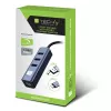 Techly IDATA USB-ETGIGA3AA nešiojamojo kompiuterio dokas / prievadų replikatorius Laidinis USB 3.2 Gen 1 (3.1 Gen 1) Type-A Juoda, Sidabrinė