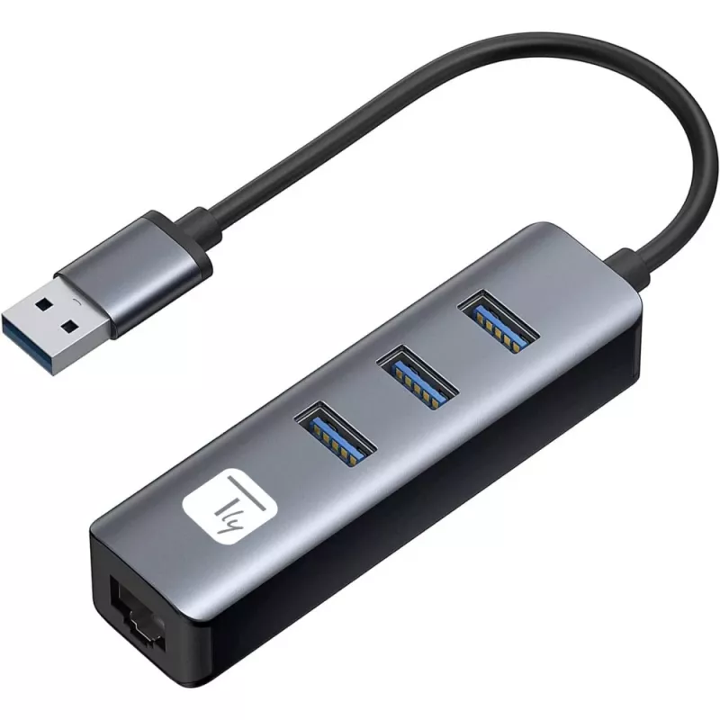 Techly IDATA USB-ETGIGA3AA nešiojamojo kompiuterio dokas / prievadų replikatorius Laidinis USB 3.2 Gen 1 (3.1 Gen 1) Type-A Juoda, Sidabrinė