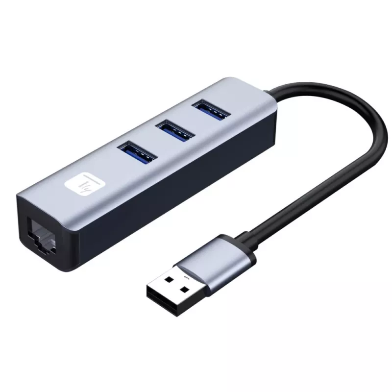 Techly IDATA USB-ETGIGA3AA nešiojamojo kompiuterio dokas / prievadų replikatorius Laidinis USB 3.2 Gen 1 (3.1 Gen 1) Type-A Juoda, Sidabrinė