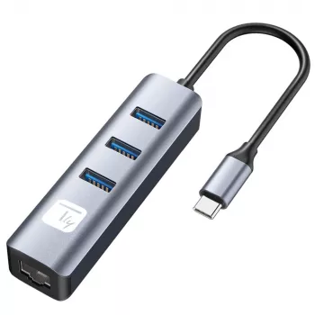 Techly IDATA USB-ETGIGA3CA nešiojamojo kompiuterio dokas / prievadų replikatorius Laidinis USB 3.2 Gen 1 (3.1 Gen 1) Type-A + Type-C Juoda, Sidabrinė
