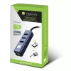 Techly IDATA USB-ETGIGA3CA nešiojamojo kompiuterio dokas / prievadų replikatorius Laidinis USB 3.2 Gen 1 (3.1 Gen 1) Type-A + Type-C Juoda, Sidabrinė