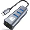 Techly IDATA USB-ETGIGA3CA nešiojamojo kompiuterio dokas / prievadų replikatorius Laidinis USB 3.2 Gen 1 (3.1 Gen 1) Type-A + Type-C Juoda, Sidabrinė