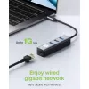 Techly IDATA USB-ETGIGA3CA nešiojamojo kompiuterio dokas / prievadų replikatorius Laidinis USB 3.2 Gen 1 (3.1 Gen 1) Type-A + Type-C Juoda, Sidabrinė