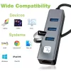 Techly IDATA USB-ETGIGA3CA nešiojamojo kompiuterio dokas / prievadų replikatorius Laidinis USB 3.2 Gen 1 (3.1 Gen 1) Type-A + Type-C Juoda, Sidabrinė