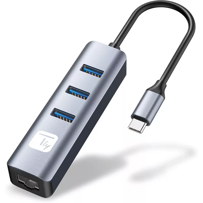 Techly IDATA USB-ETGIGA3CA nešiojamojo kompiuterio dokas / prievadų replikatorius Laidinis USB 3.2 Gen 1 (3.1 Gen 1) Type-A + Type-C Juoda, Sidabrinė