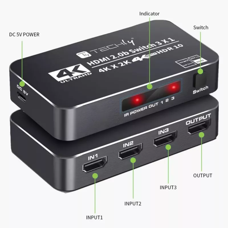 Techly IDATA HDMI2-4K3160B vaizdo jungiklis HDMI