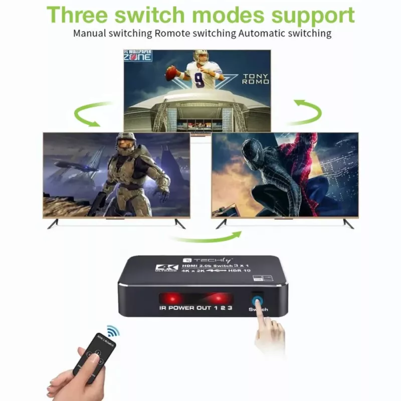 Techly IDATA HDMI2-4K3160B vaizdo jungiklis HDMI