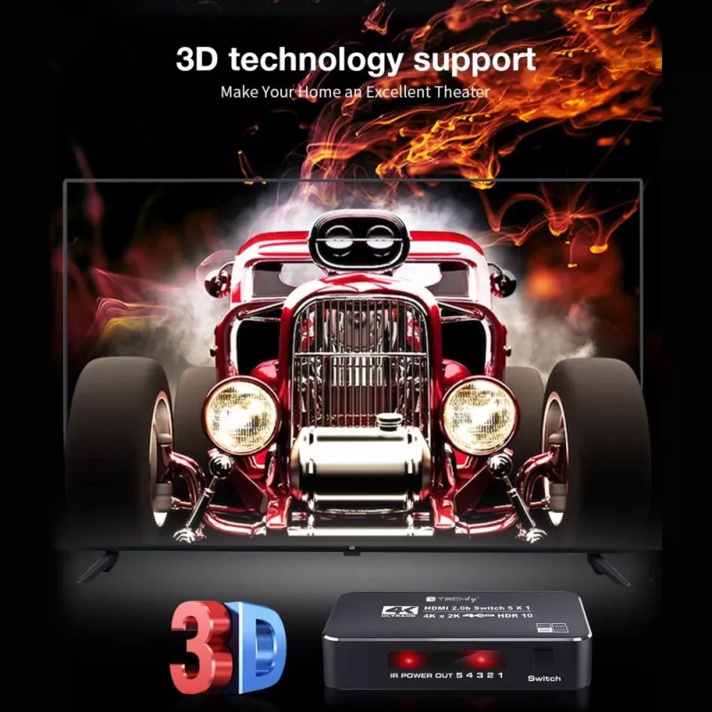 Techly IDATA HDMI2-4K5160B vaizdo jungiklis HDMI
