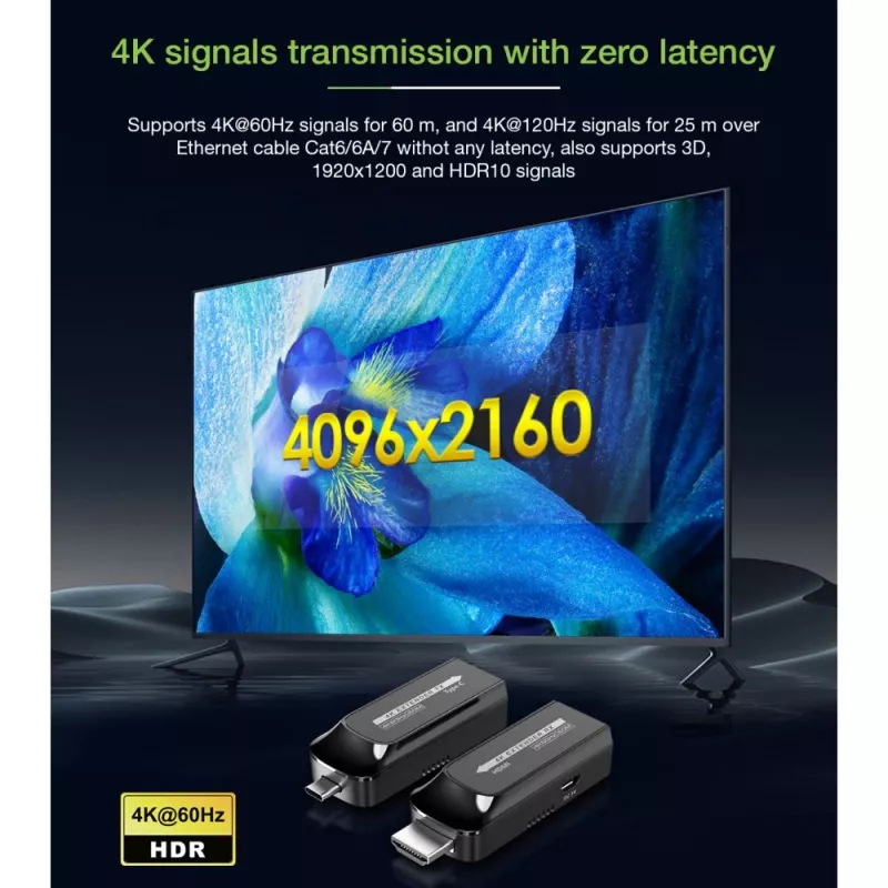 Techly IDATA EXT-600HC AV plėstuvas AV siųstuvas ir imtuvas Juodas