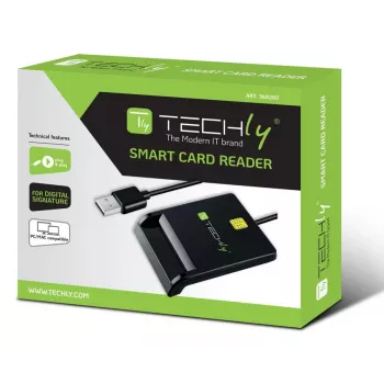 Techly I-CARD CAM-USB2TY2 išmaniųjų kortelių skaitytuvas Vidaus USB USB Type-A Juoda