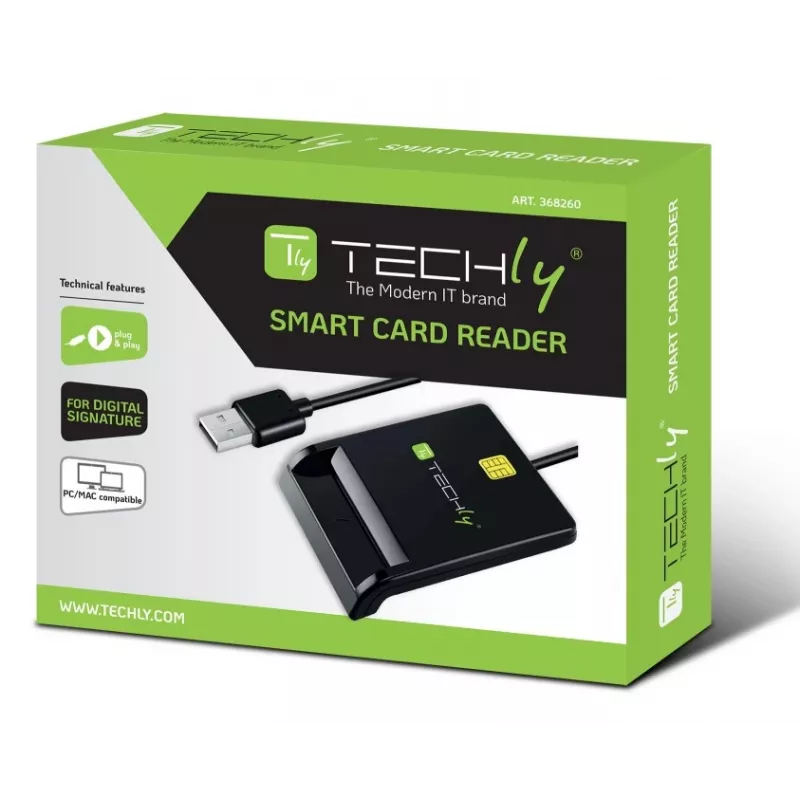 Techly I-CARD CAM-USB2TY2 išmaniųjų kortelių skaitytuvas Vidaus USB USB Type-A Juoda