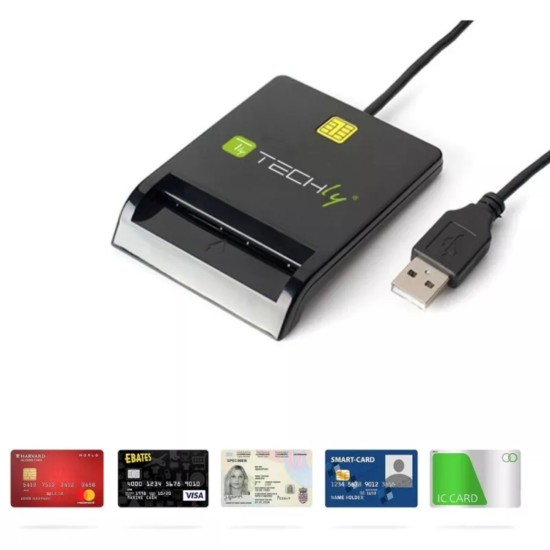 Techly I-CARD CAM-USB2TY2 išmaniųjų kortelių skaitytuvas Vidaus USB USB Type-A Juoda