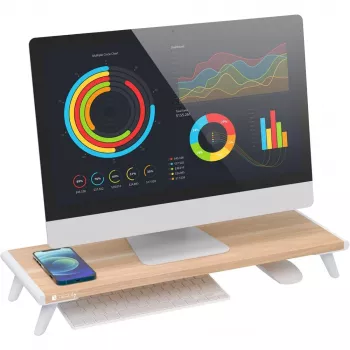Techly ICA-MS 389 monitoriaus laikiklis / stovas Stalinis Baltos spalvos, Medžio